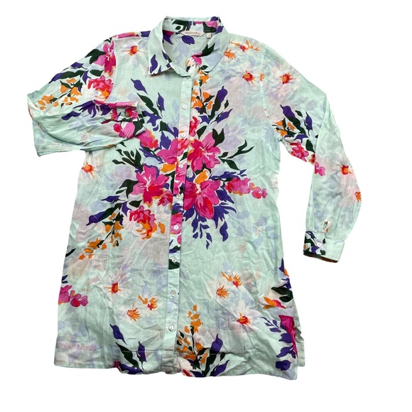 Soft Surroundings Tops - Soft Surroundings Large Floral Blouse‎ Lightweight Long Sleeve Shell Button